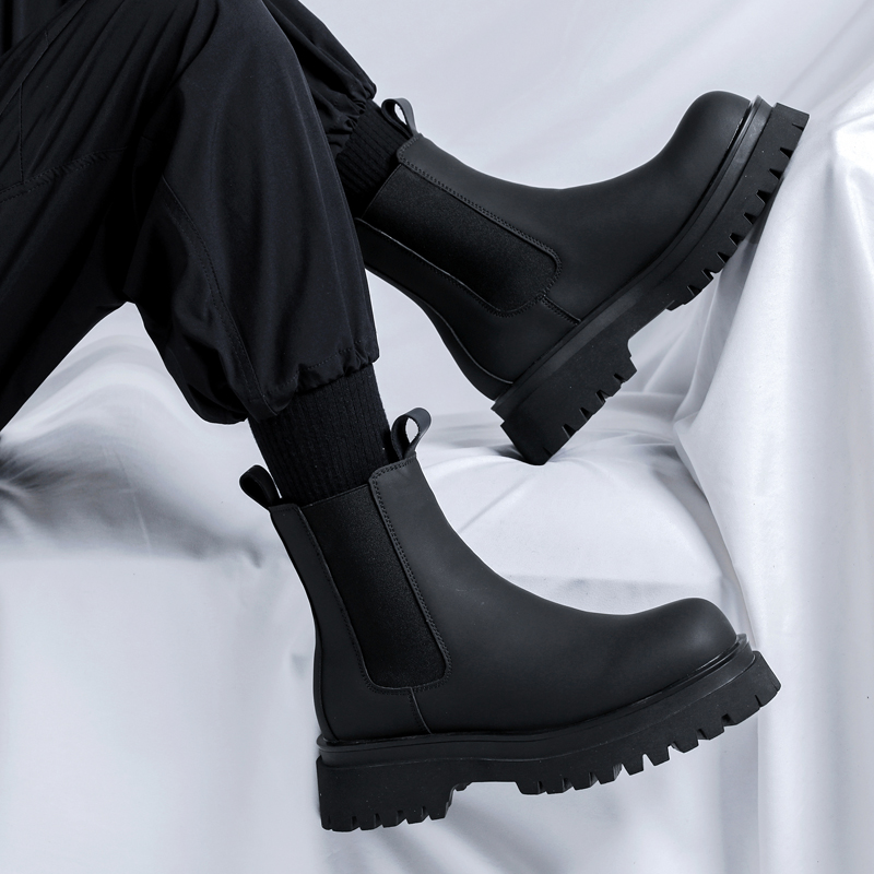 Shoes Heels Men - Stivali Chelsea Neri Alti da Uomo